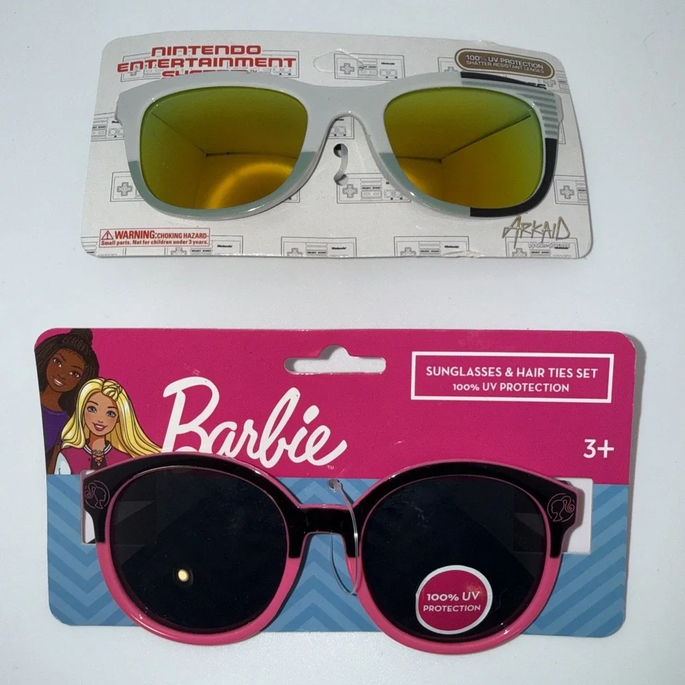 2 NWT Pairs -Nintendo SuperMario Brothers & Pink Barbie Kid Sunglasses-Authentic